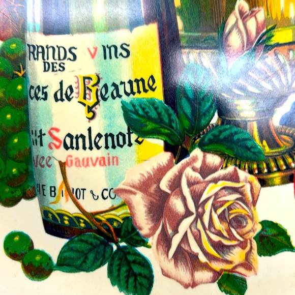 Vintage 13” round melamine/plastic wine design serving tray Japan - Picture 6 of 9